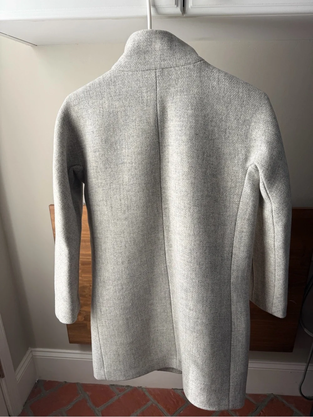 Like New jcrew petite women’s Light Gray Wool-Blend Stand Collar Coat